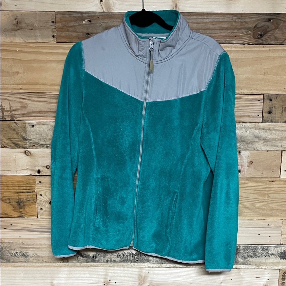 Danskin size Large (12-14) Teal and Gray Soft and Cozy Teddy Jacket